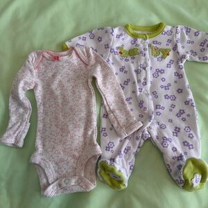 Carter’s Preemie Pink and Purple Baby One Pieces